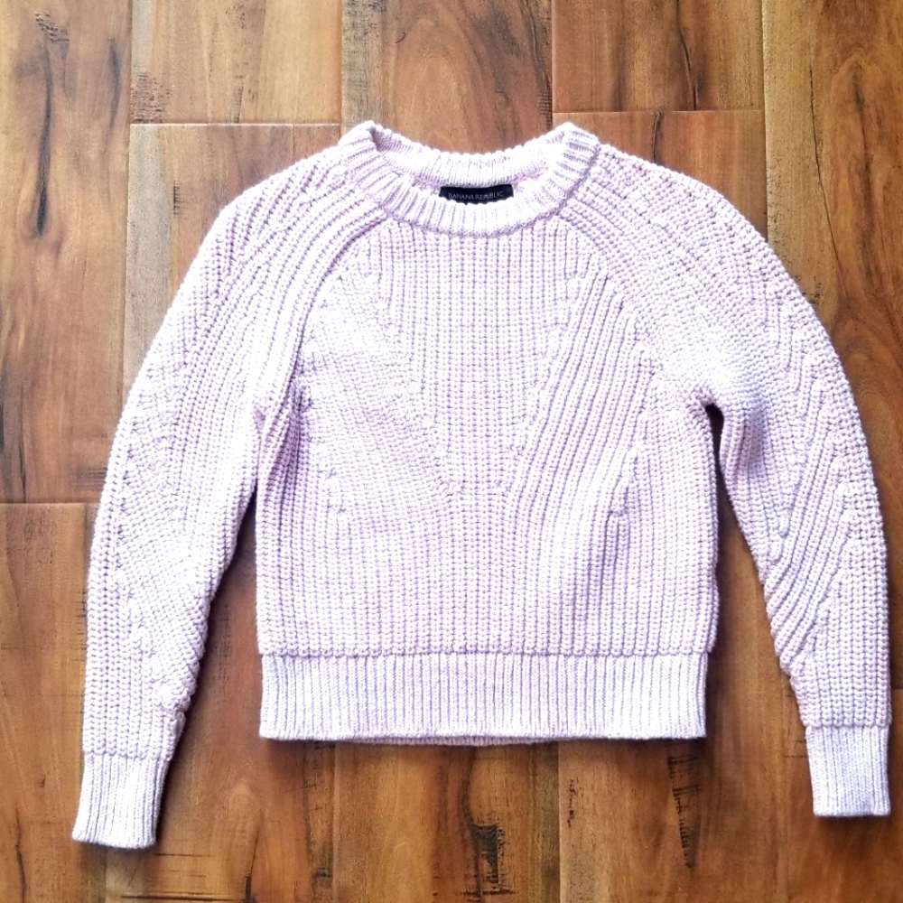 Banana Republic Cropped Long Sleeve Knit Pink Sweater  - XS